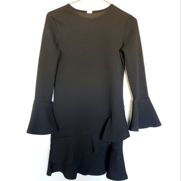 Shein Ruffle Bell Sleeve Black Dress - Picture 1 of 7